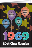 50th Class Reunion for 1969 A Year to Remember Balloons and Stars card