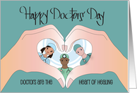 Hand Lettered Doctors’ Day 2024 Heart Hand with Trio of Doctors card