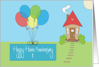 Hand Lettered Realtor’s Home Anniversary Custom Year, Balloons card