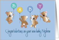 Becoming an Aunt to New Baby Nephew, Flying Bears & Balloons card