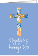Congratulations for Induction to Pastor with Stained Glass Cross card