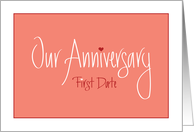 Anniversary of First Date, Hand Lettering with Hearts card