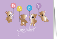 We’re Pregnant, with Flying Bears & Colorful Baby Balloons card