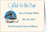Call to the Bar, Custom Name, Date and Court Name with Gavel card