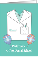 Invitation Off to Dental School Party Shirt, Toothbrush and Balloons card