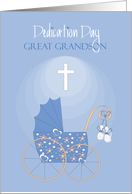 Dedication Day for Great Grandson, Blue Carriage and Cross card