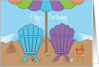 Birthday with Colorful Beach Chairs, Enjoy a Relaxing Day card