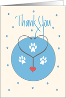 Thank You for Veterinarian, Stethoscope, Heart and Paw Prints card