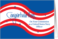 Navy Military Commissioning, Red & White Stripes with Blue Stars card