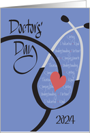 Hand Lettered Doctors’ Day 2024 Stethoscope and Doctor Characteristics card
