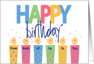 Birthday From Both of Us, Patterned Candles & Hand Lettering card