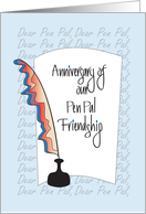 Anniversary of Pen Pal Friendship, Plume Pen & Paper card