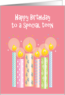Birthday for Teen or Tween Girl, Patterned Candles & Confetti card