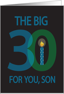 30th Birthday for Son, The Big 3-0 with Numbers & Candle card
