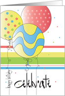 Hand Lettered Birthday with Brilliant Decorated Celebrate Balloons card