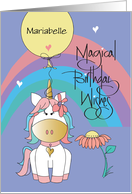 Hand Lettered Birthday for Child Rainbow Unicorn with Custom Name card