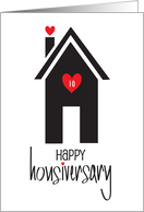 Hand Lettered Happy Housiversary Home with Hearts and Custom Years card