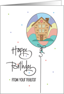Birthday from Realtor with Rainbow Balloon Filled with Little Cottage card