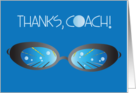 Thanks for Swimming Coach, Swim Goggles with Pool Scene card