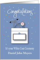 White Coat Ceremony with Pocket & Stethoscope and Custom Name card