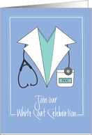 Invitation to White Coat Ceremony with White Coat and Stethoscope card