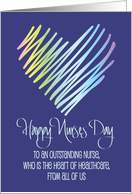 Hand Lettered Nurses Day 2024 Colorful Brush Heart from All of Us card