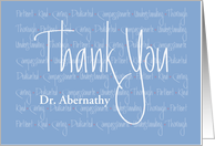 Hand Lettered Thank You to Doctor, Character Words & Custom Name card