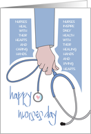 Nurses Day 2024 Male Nurse with Hand Holding Stethoscope with Heart card