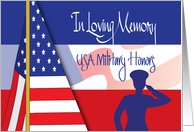 Hand Lettered USA Military Honors Funeral Announcement with Salute card