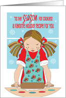 Hand Lettered Christmas Recipe Cooking Cards with Girl Making Cookies card