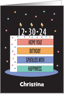 Rainbow Birthday Cake with Custom Birthdate and Custom Name card
