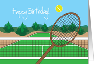 Happy Birthday for Tennis Player with Tennis Racquet and Ball card