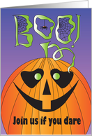 Halloween Party Invitation with Boo Jack O’ Lantern and Spider’s Web card
