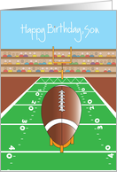 Happy Birthday for Son with Football and Football Field card