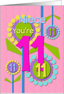 Happy Birthday Niece You’re 11 Fun Colorful Flowers card