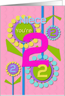 Happy Birthday Niece You’re 2 Fun Colorful Flowers card