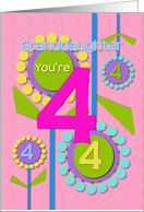 Happy Birthday Granddaughter You’re 4 Fun Colorful Flowers card