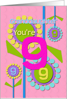 Happy Birthday Granddaughter You’re 9 Fun Colorful Flowers card