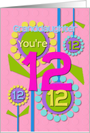 Happy Birthday Granddaughter You’re 12 Fun Colorful Flowers card
