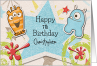 Happy Birthday Awesome Boy Custom Name and Age Aliens for Children card