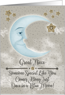 Great Niece Birthday Blue Crescent Moon and Stars card