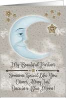 Partner Birthday Blue Crescent Moon and Stars card