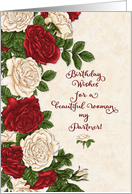 Happy Birthday to Partner Beautiful Red and White Roses card