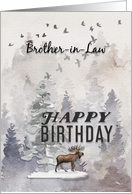 Happy Birthday to Brother in Law Moose and Trees Woodland Scene card
