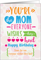 Happy Birthday to Mom from Son Humorous Word Art card