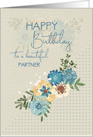 Happy Birthday to Partner Pretty Flowers and Polka Dots card