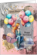 Great Niece 18th Birthday Teen Girl with Balloons Mixed Media card