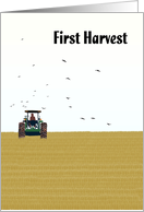Lammas Day First Harvest Festival Farmer on Tractor Working in Field card