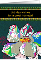 Birthday Homegirl Colorful Abstract Florals card