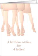 Birthday for Quadruplet Girls Sisters in Pink Standing Together card